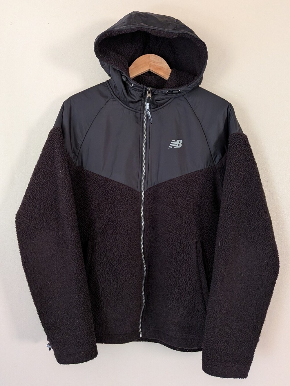 New Balance Men's Black Hooded Sherpa Jacket